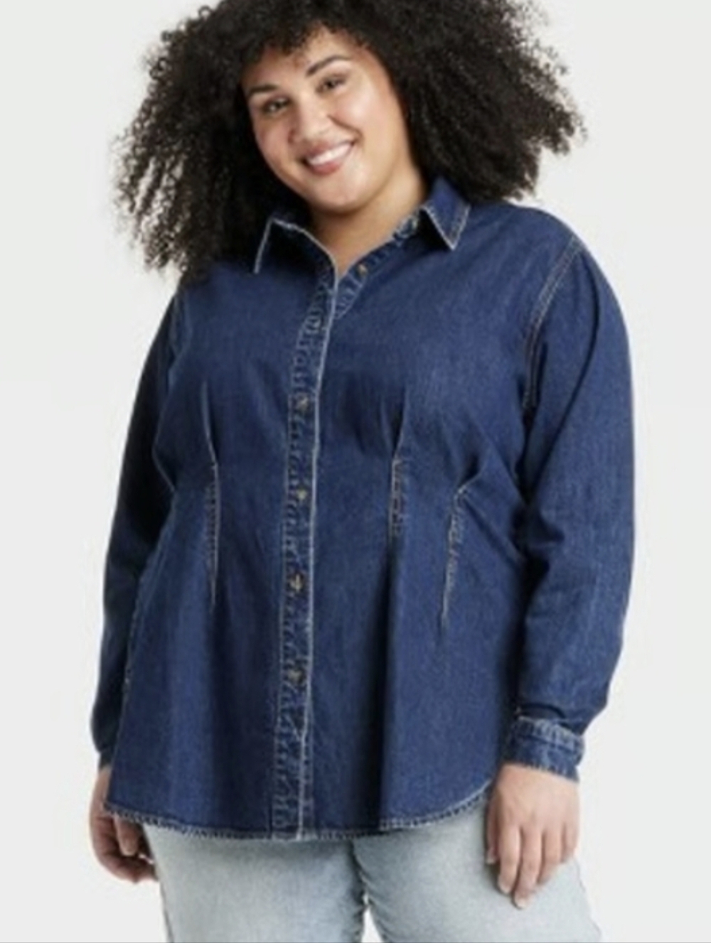 ❤️5/$25 New Denim Button-Front Shirt - Dark Blue